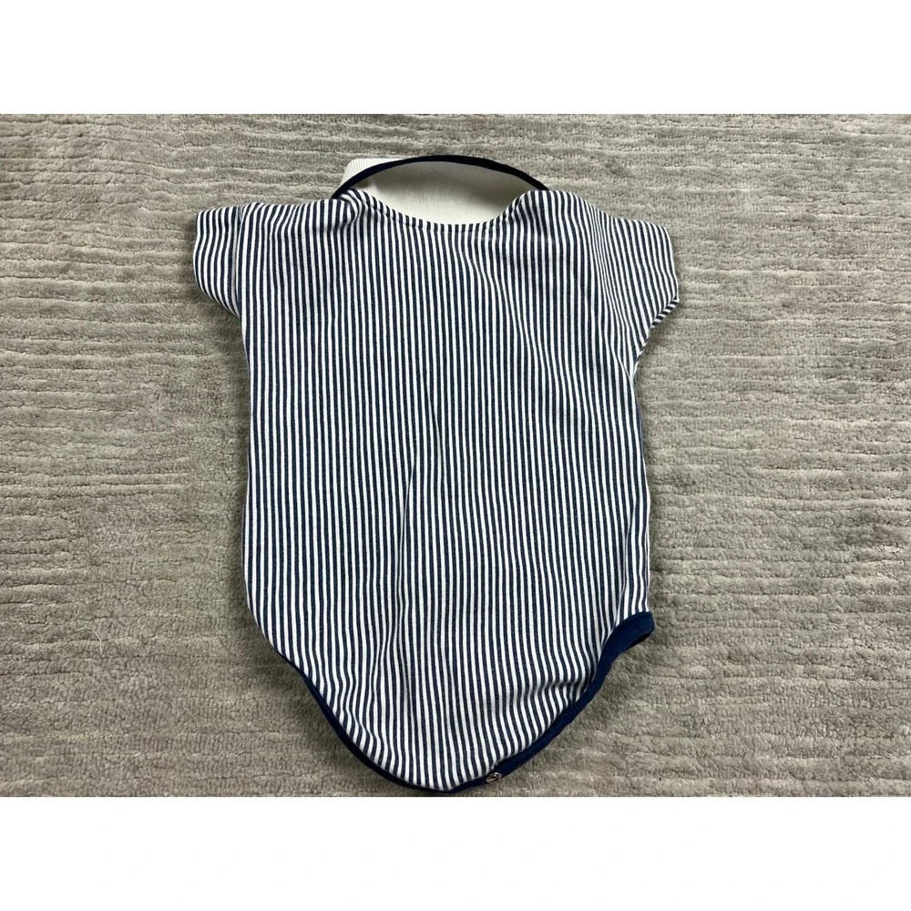 Nannette‎ Polo Bodysuit Baby Boy 3/6M Navy White Stripe Baseball Teddy Bear